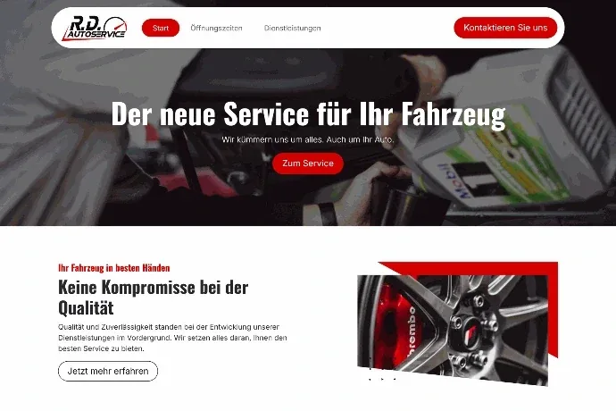 Website von RD Autoservice als Laptop-Ansicht
