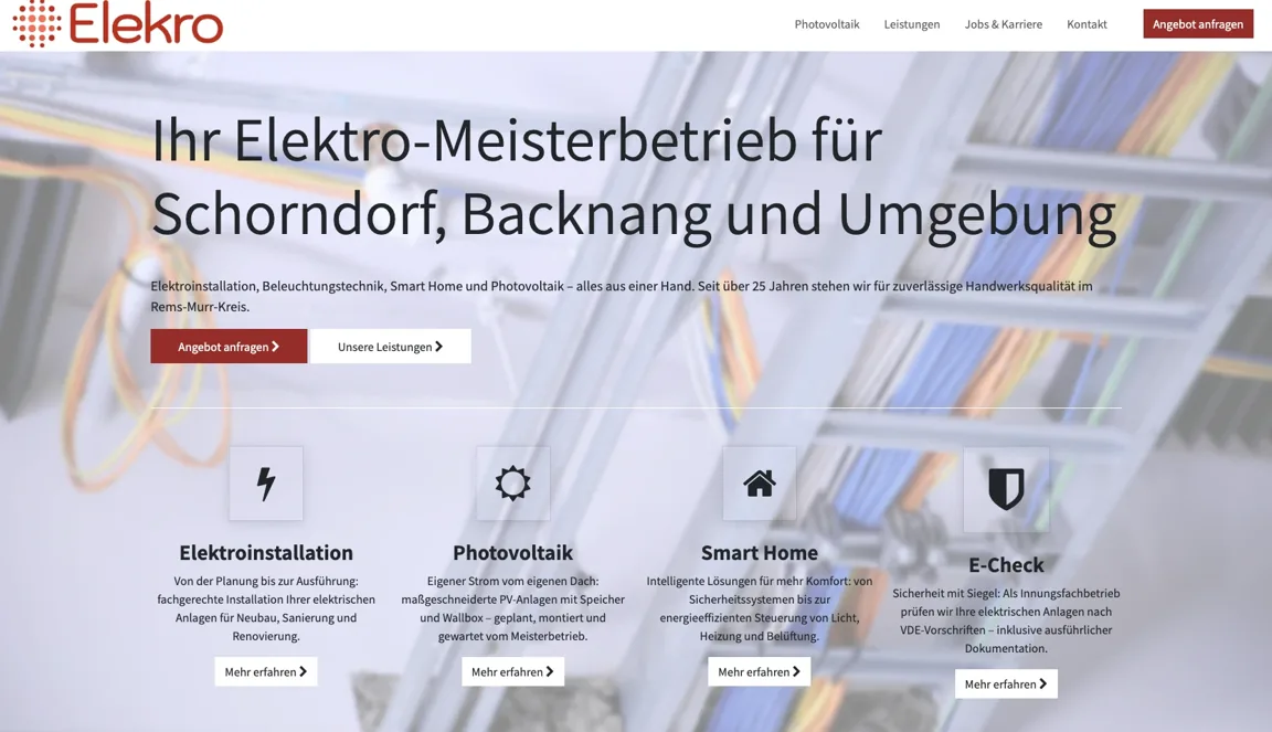 Vorschau des Website-Templates für Elektrotechnik & Handwerk