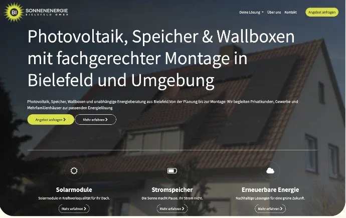 Website-Projekt für einen Photovoltaik-Anbieter